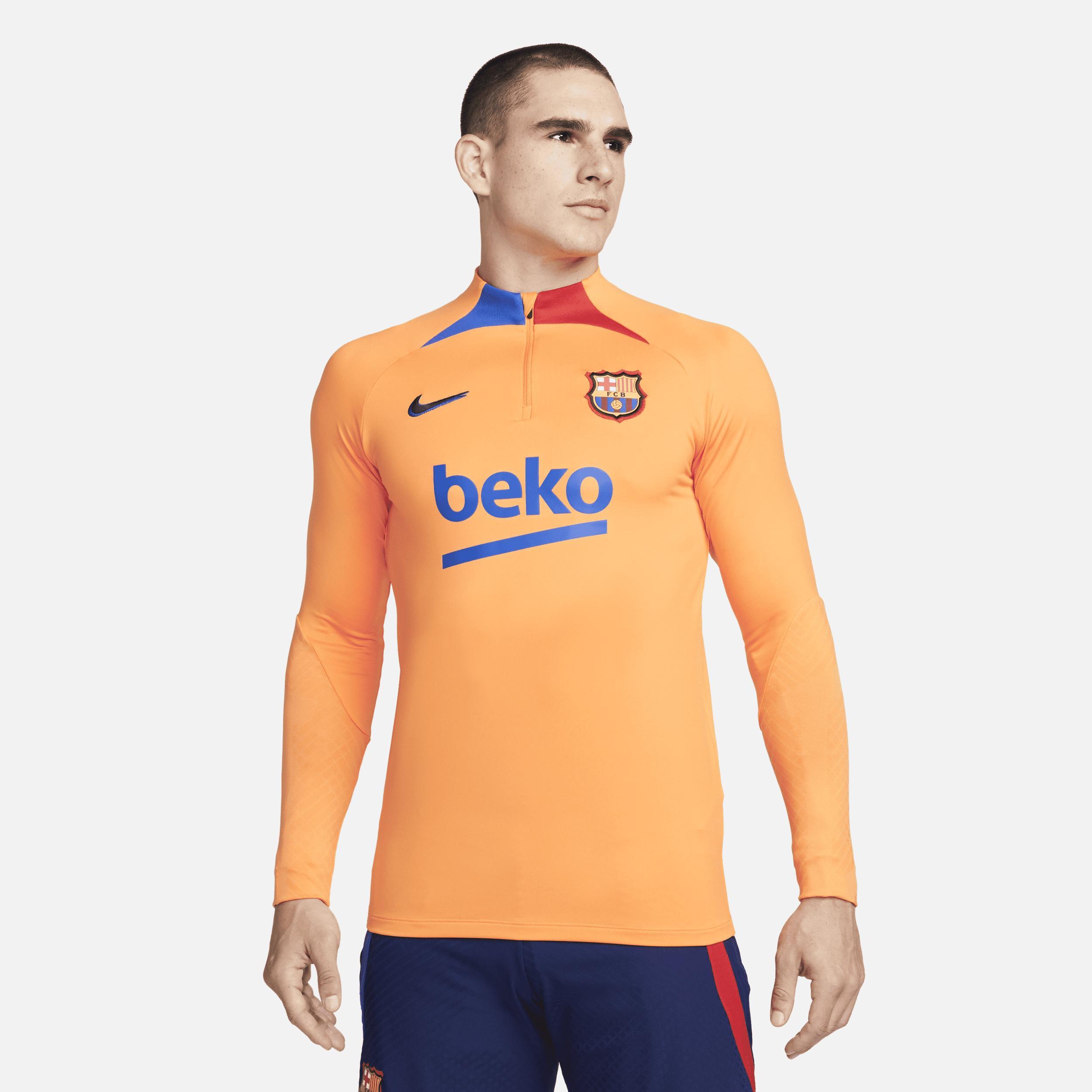 Mens Nike Orange Barcelona 2021/22 Strike Drill Raglan Quarter-Zip Long Sleeve Top Product Image