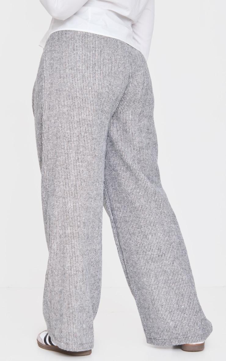 Plus Grey Tweed Low Rise Straight Leg Pants Product Image