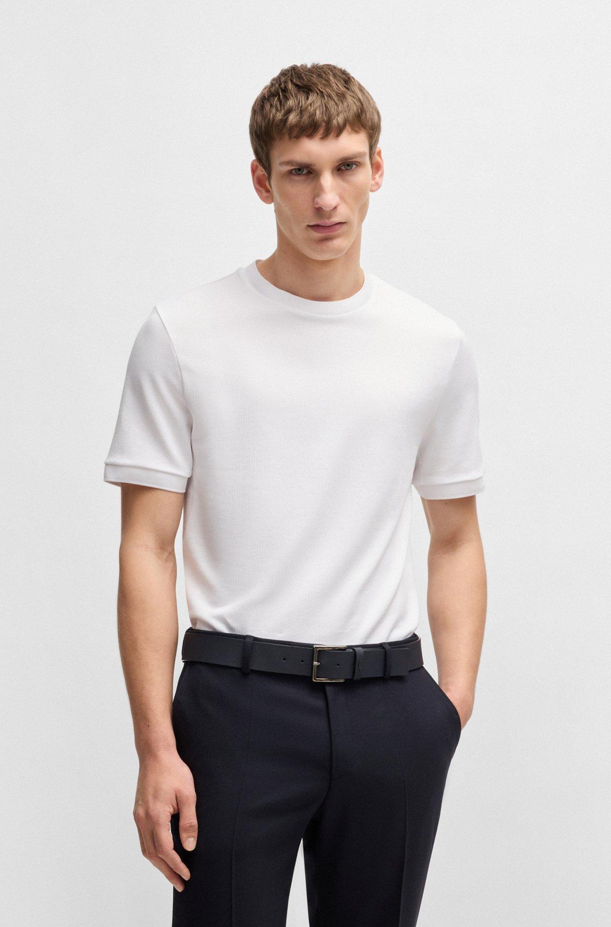 Regular-fit T-shirt in seersucker fabric Product Image