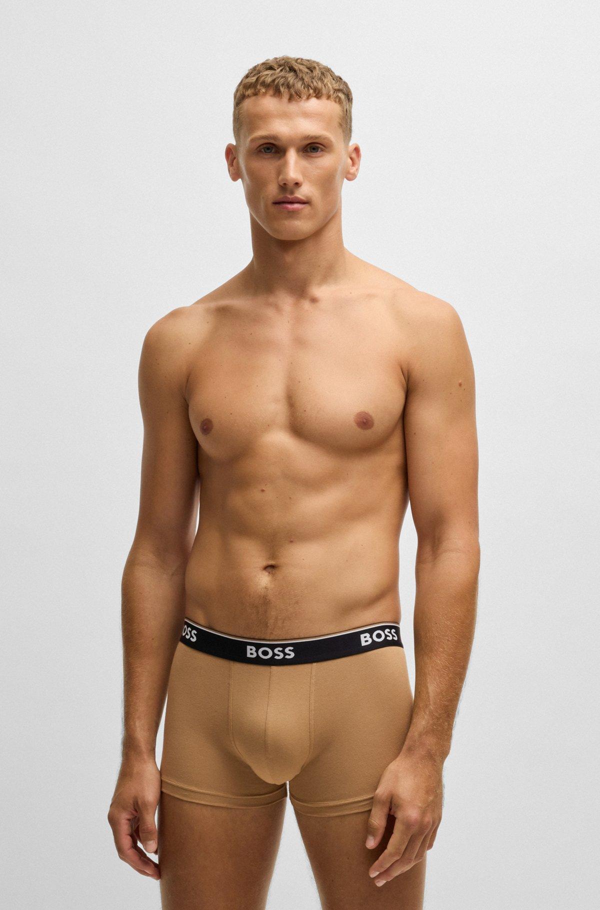Three-pack of logo-waistband trunks in stretch cotton Product Image