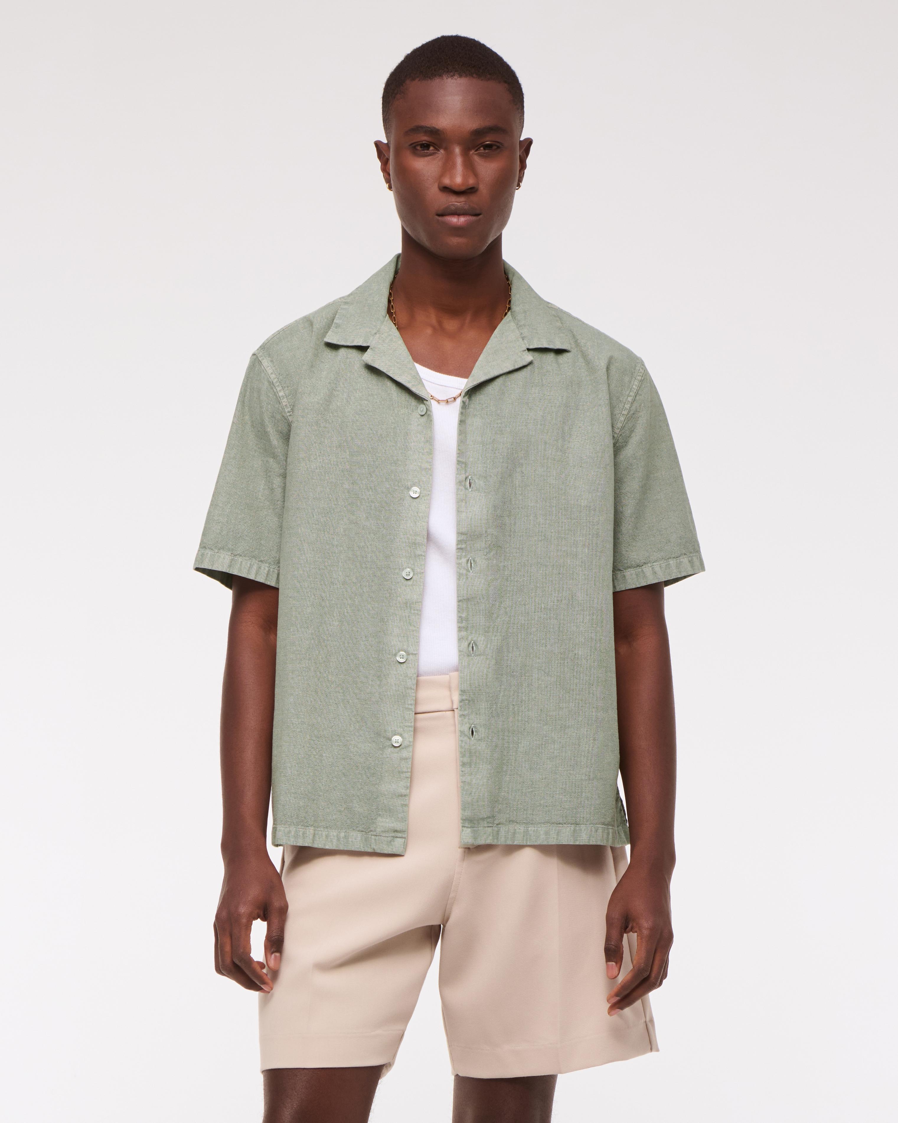 Camp Collar Summer Linen-Blend Shirt Product Image