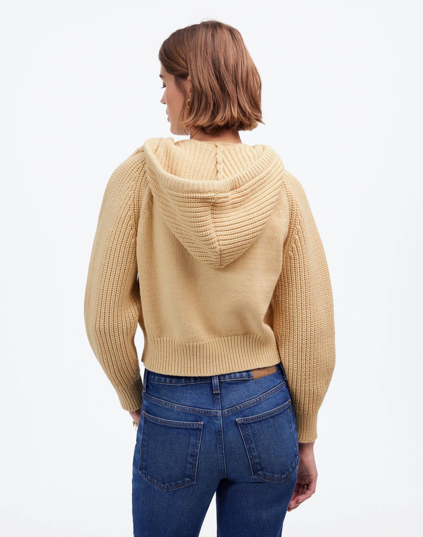 Open-Neck Ribbed Hoodie Product Image