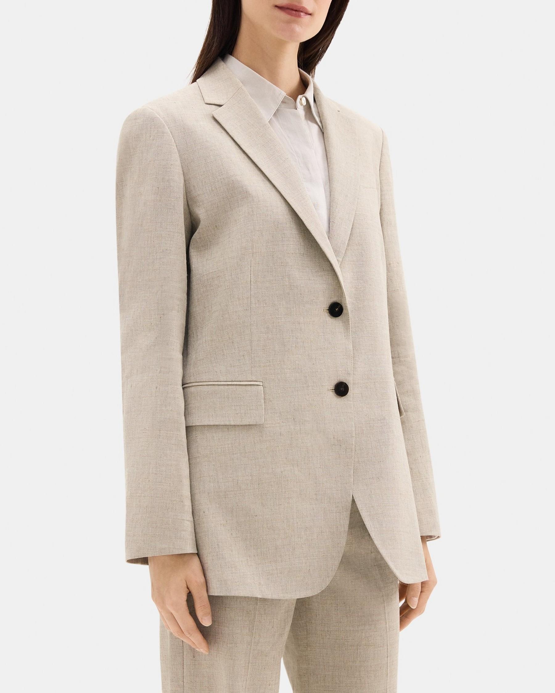 Boyfriend Blazer in Stretch Linen-Blend Product Image