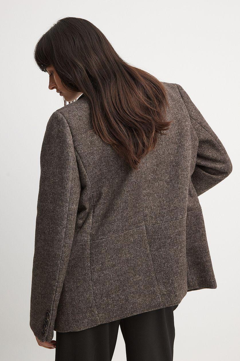 Wool Blend Oversized Blazer Jacket Product Image