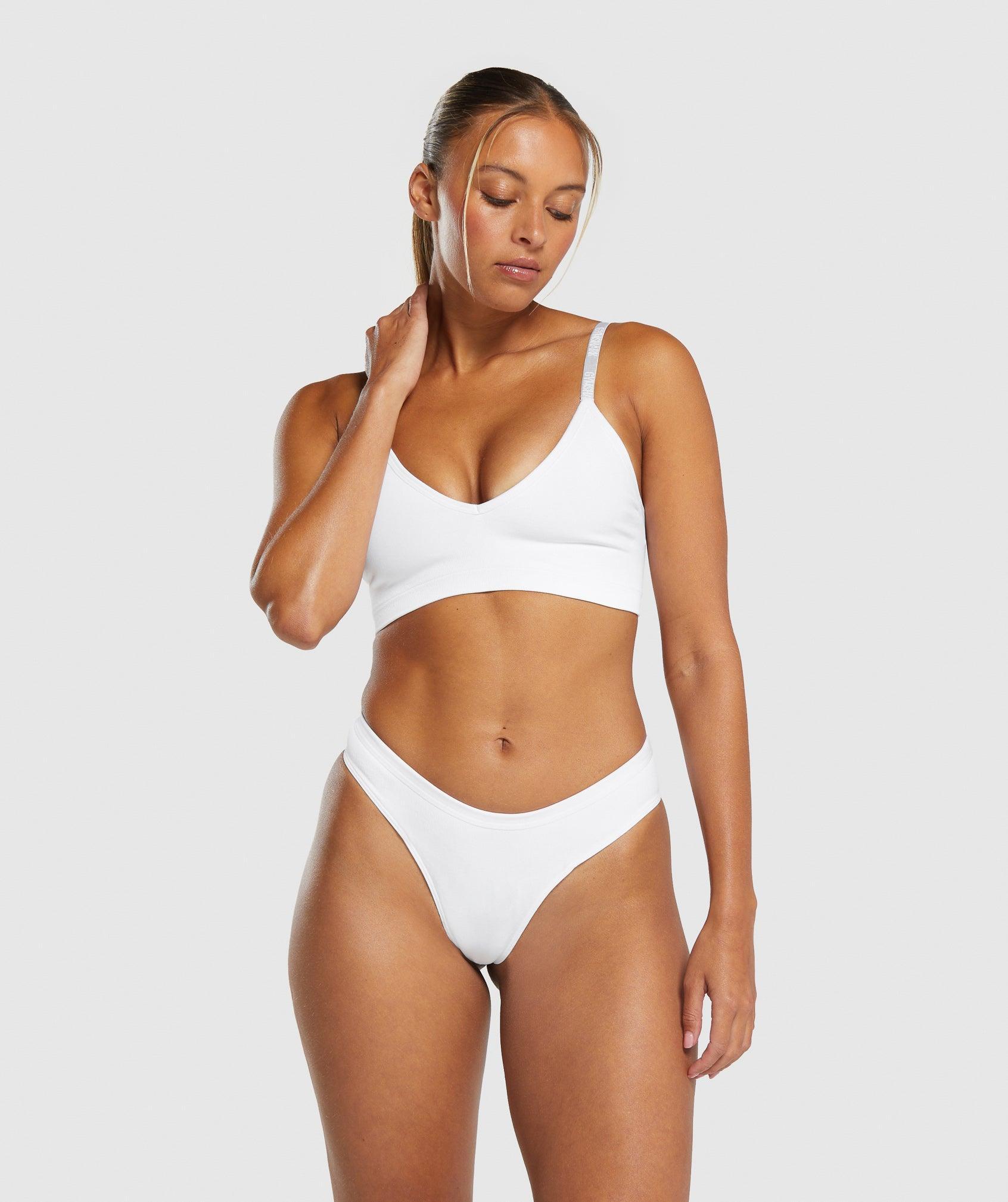 Gymshark Seamless Dipped Front Thong - White Female Product Image