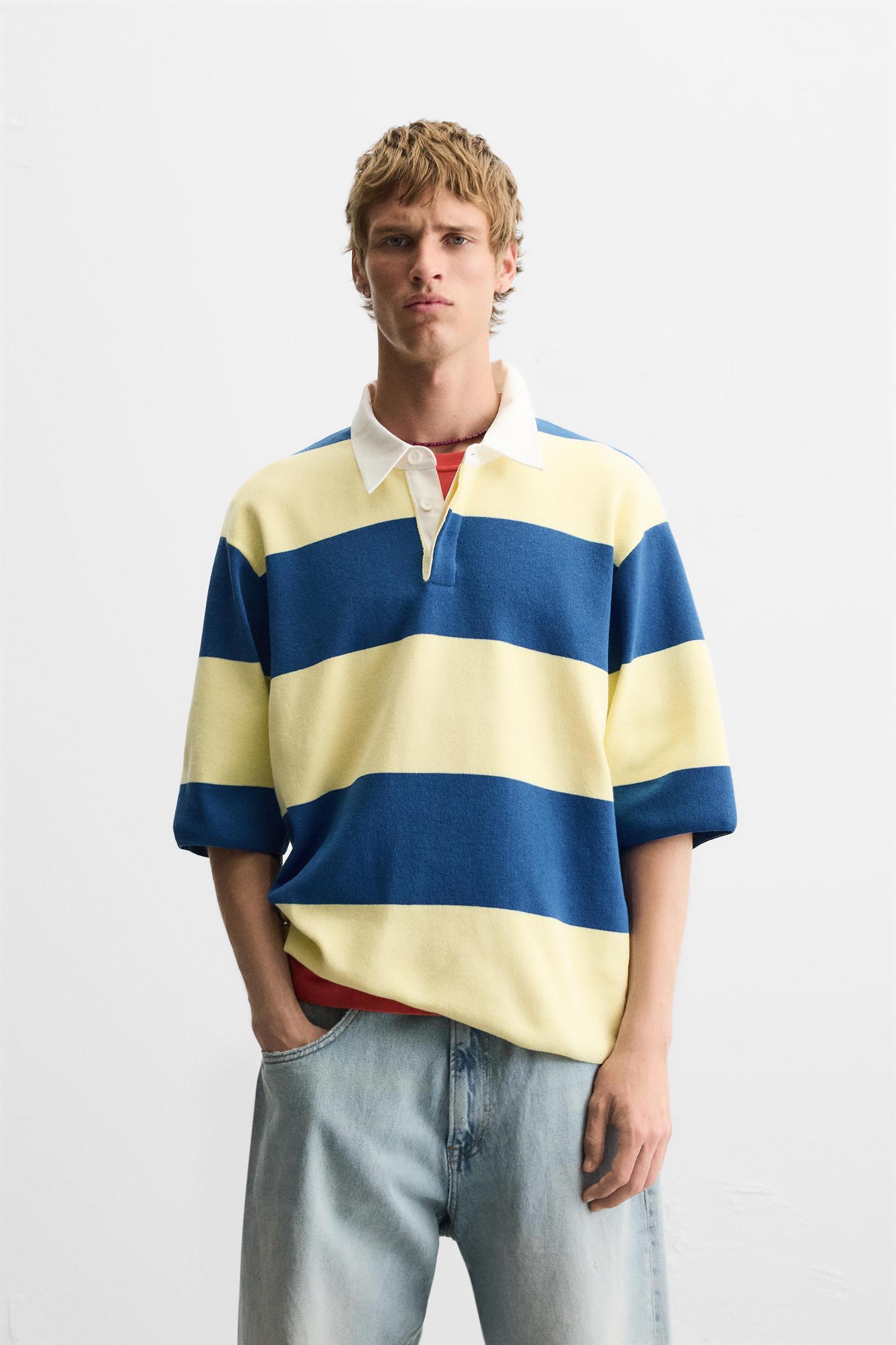 STRIPED KNIT POLO Product Image