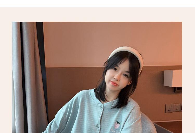 Pajama Set: Long-Sleeve Striped Top + Pants Product Image