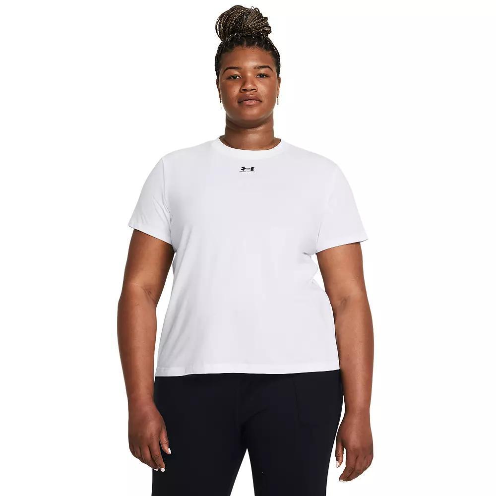 Plus Size Women's Under Armour Rival Core Short Sleeve Tee, Size: 2XL, White Product Image