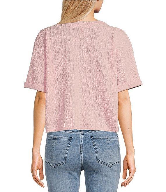 Moa Moa Striped V-Neck Short Sleeve Cropped Top Product Image