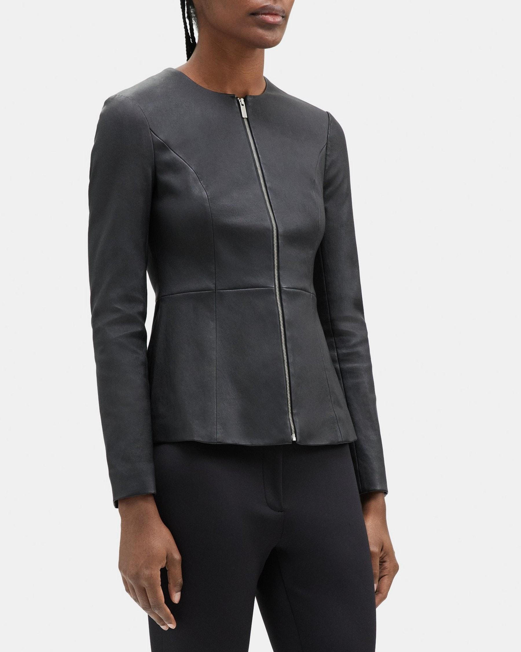 Peplum Jacket in Leather Product Image