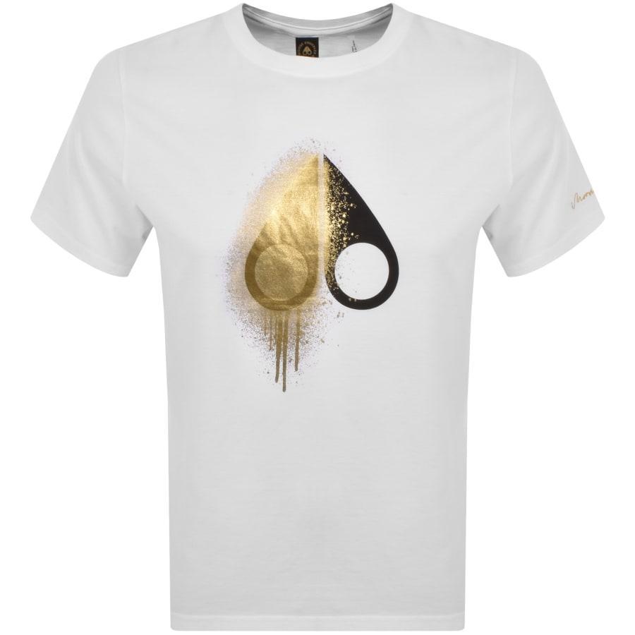 Moose Knuckles Mens Augstine Tee Gold in White Product Image