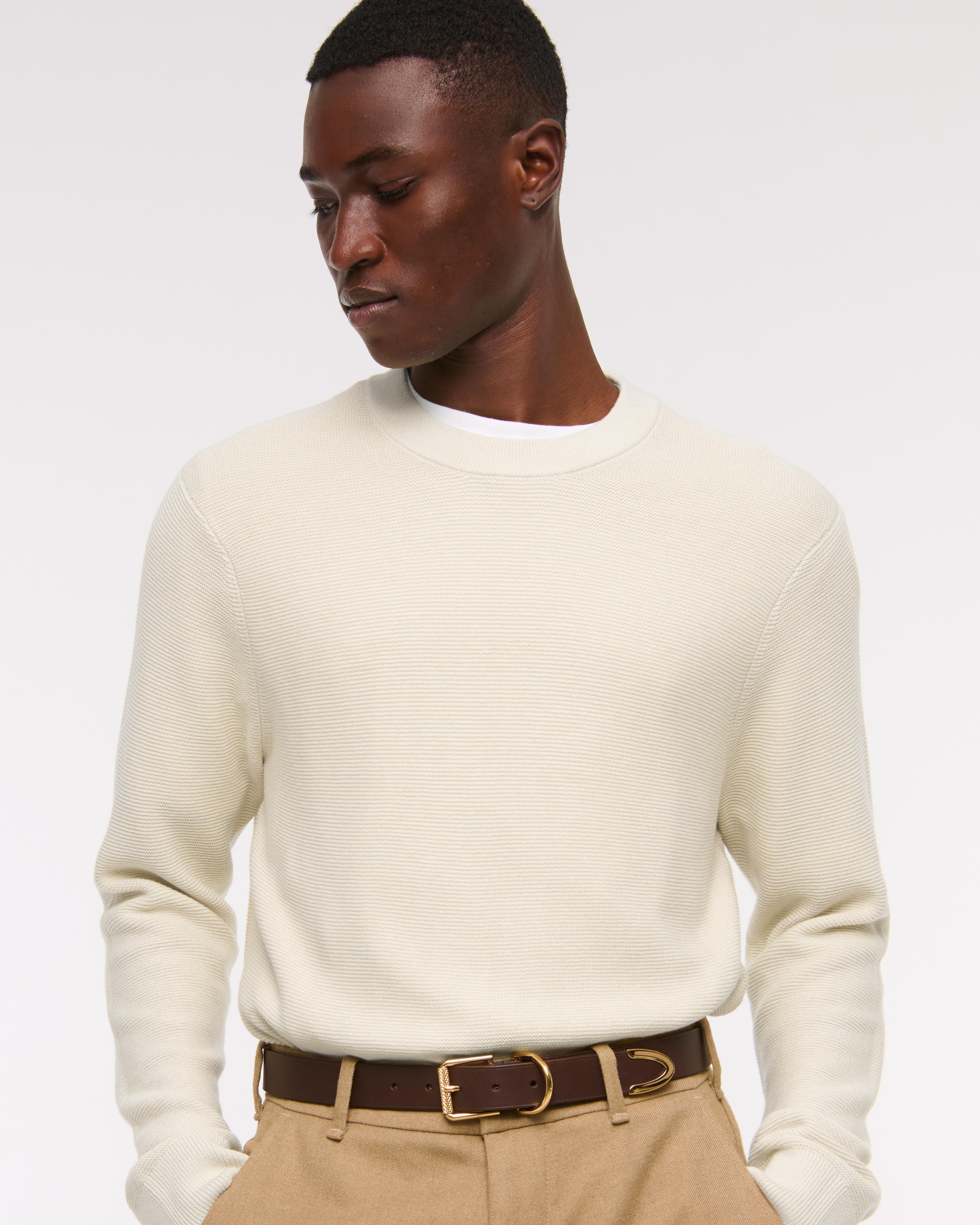 Pima Cotton Open-Hem Crew Sweater Product Image