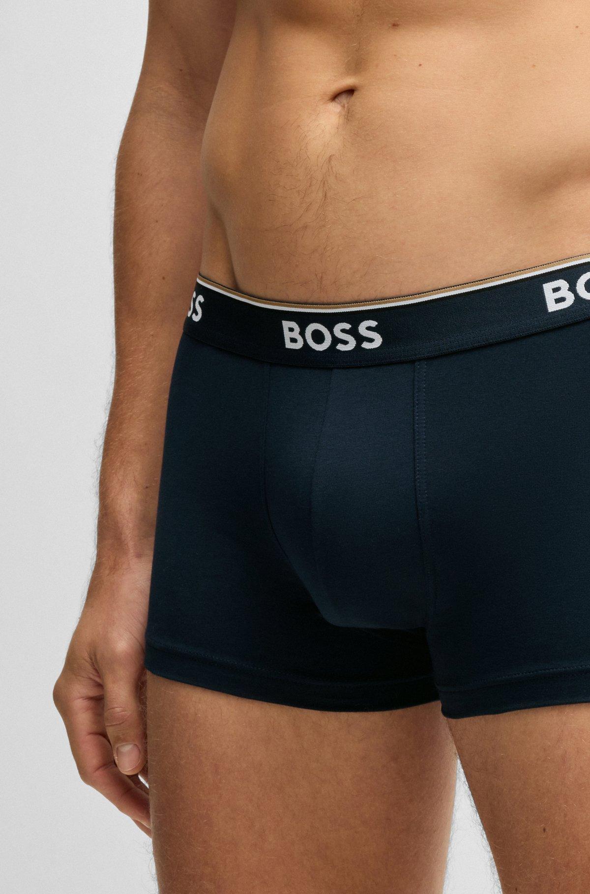Three-pack of logo-waistband trunks in stretch cotton Product Image