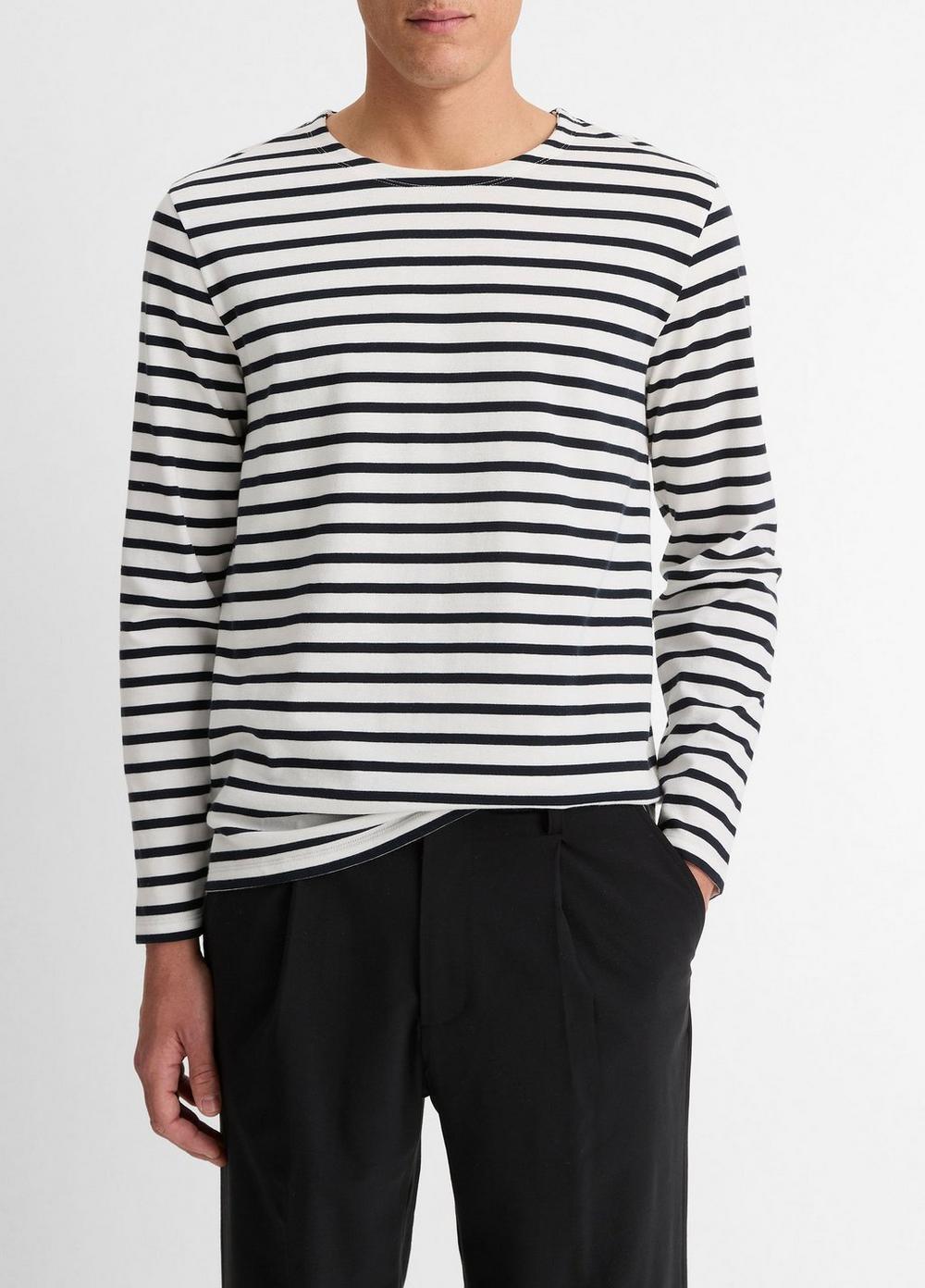 Mens Striped Cotton Long-Sleeve T-Shirt Vince Product Image