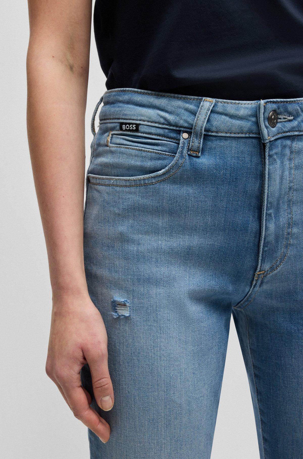 Slim-fit jeans in washed blue stretch denim Product Image