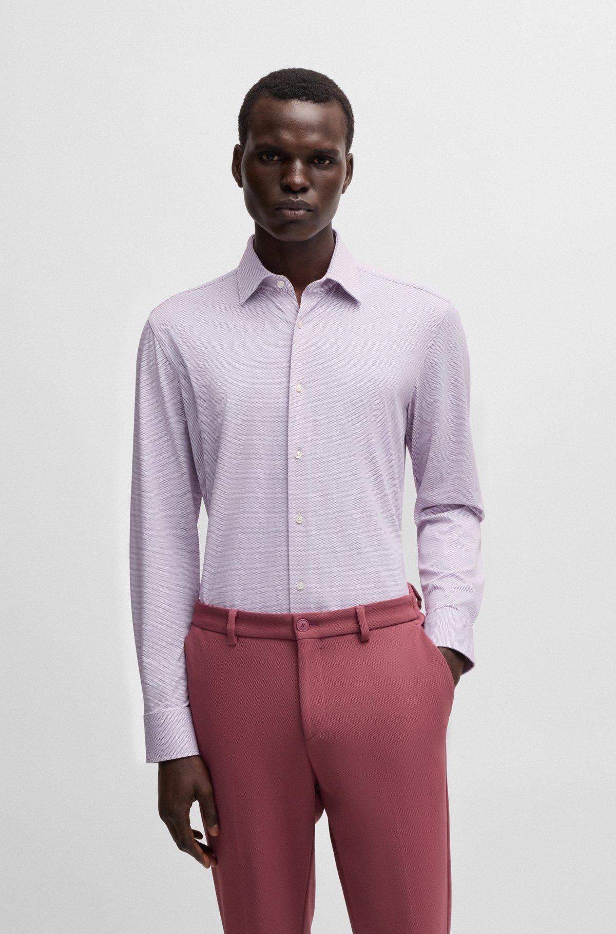 Slim-fit shirt in performance-stretch structured fabric Product Image