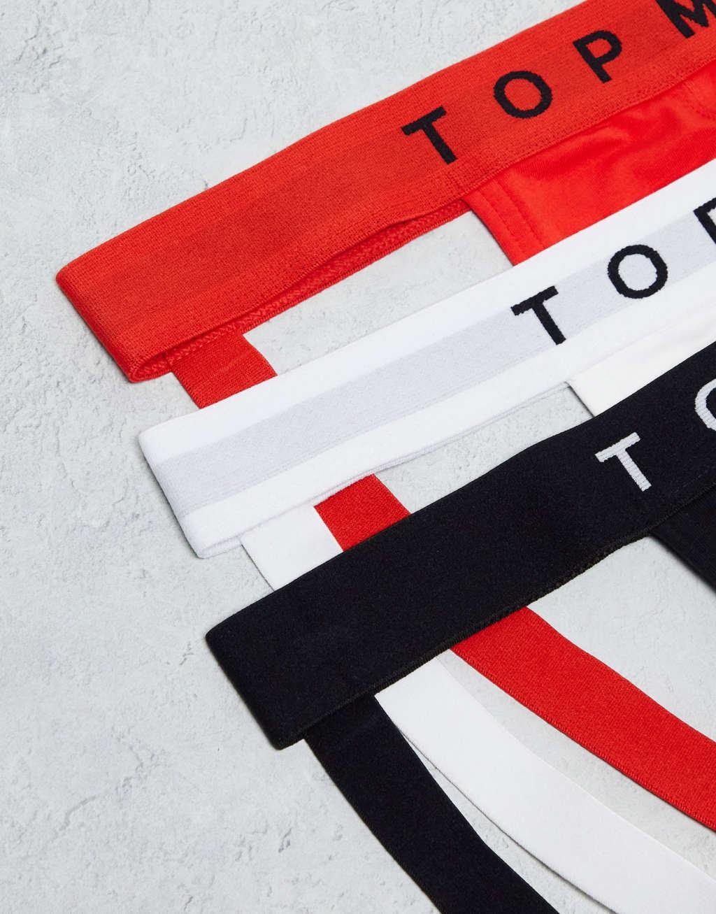 Topman 3 pack jock straps in black, white and red with matching waistbands Product Image