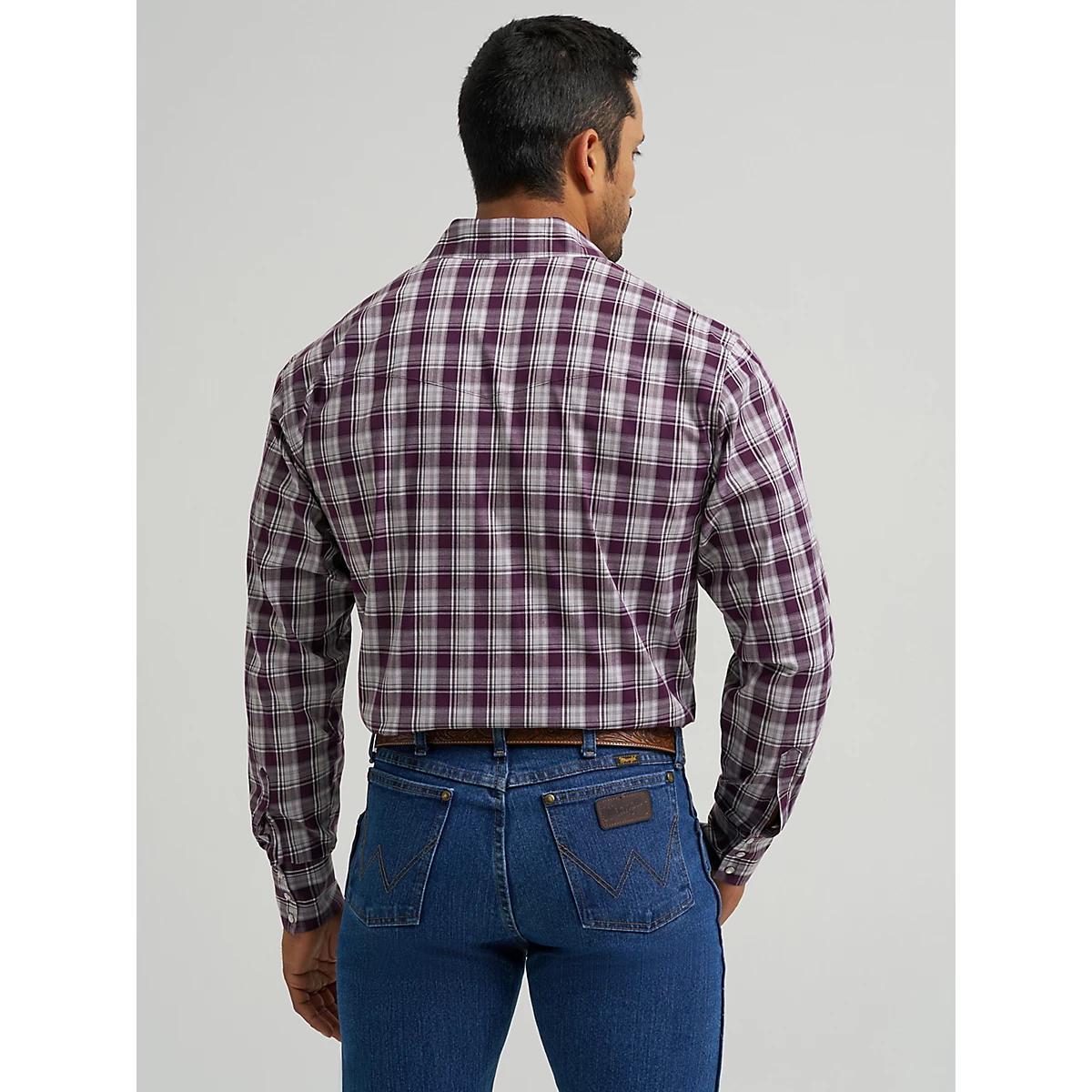 Men's Wrinkle Resist Long Sleeve Western Snap Plaid Shirt Product Image