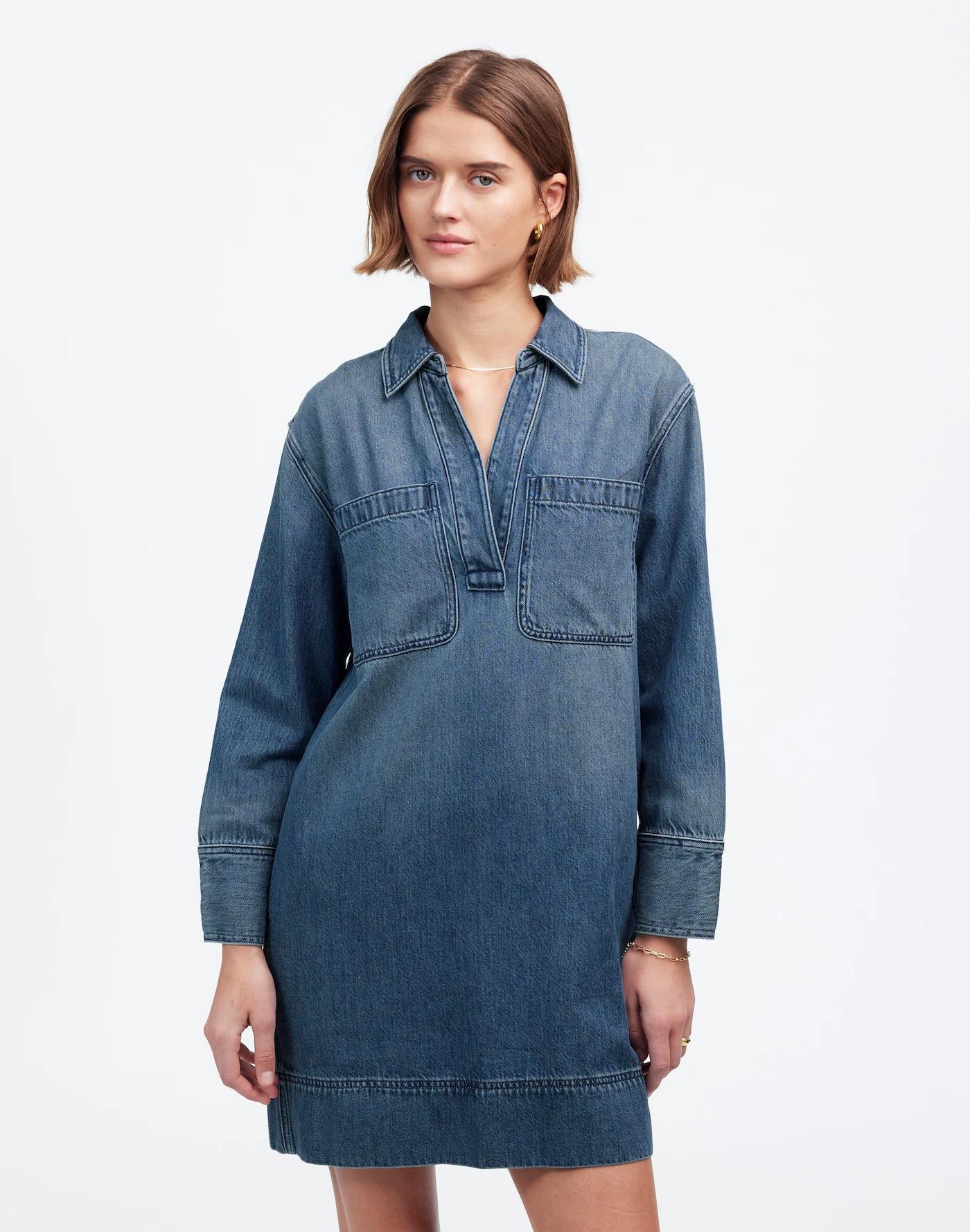 Popover Mini Dress: Airy Denim Edition Product Image