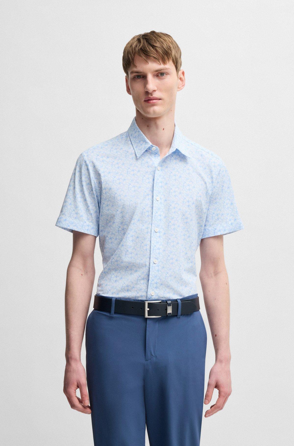 Slim-fit shirt in floral-print performance fabric Product Image