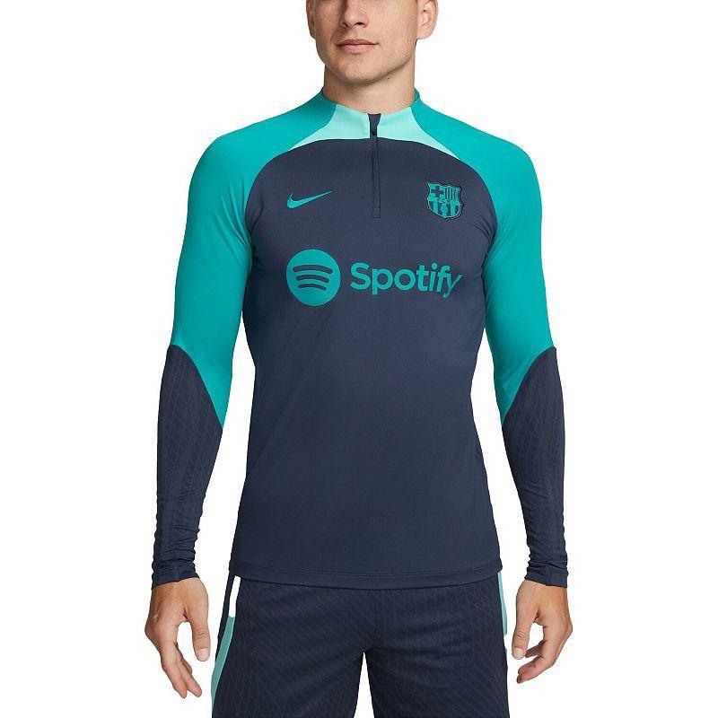 Mens Nike Navy Barcelona Strike Drill 2023/24 Performance Quarter-Zip Long Sleeve Top Bar Blue Product Image