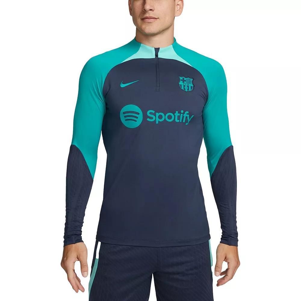 Men's Nike Navy Barcelona Strike Drill 2023/24 Performance Quarter-Zip Long Sleeve Top, Size: 2XL, Bar Blue Product Image