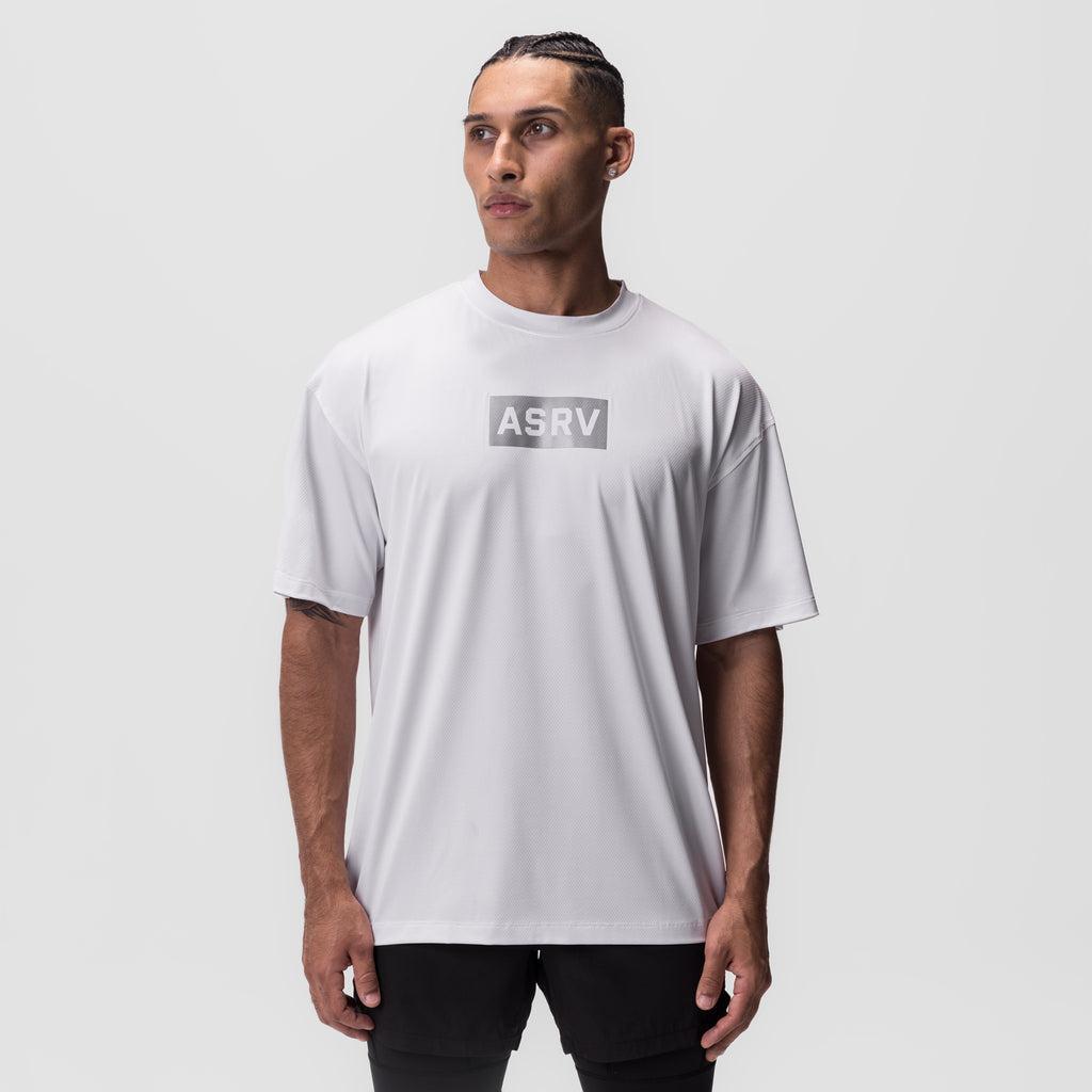 0822. AeroSilver® Oversized Tee - White "Box Logo" Product Image
