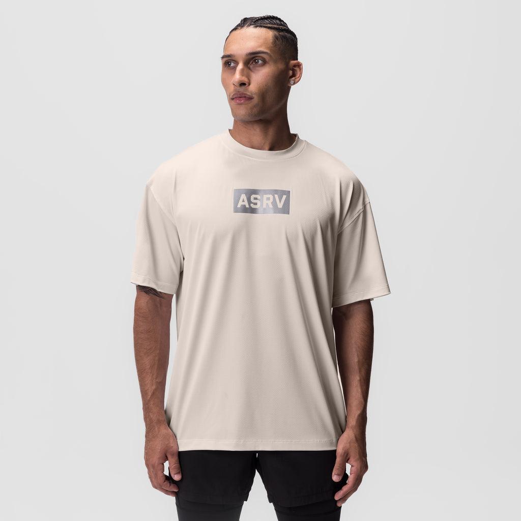 0822. AeroSilver® Oversized Tee - Beige "Box Logo" Male Product Image