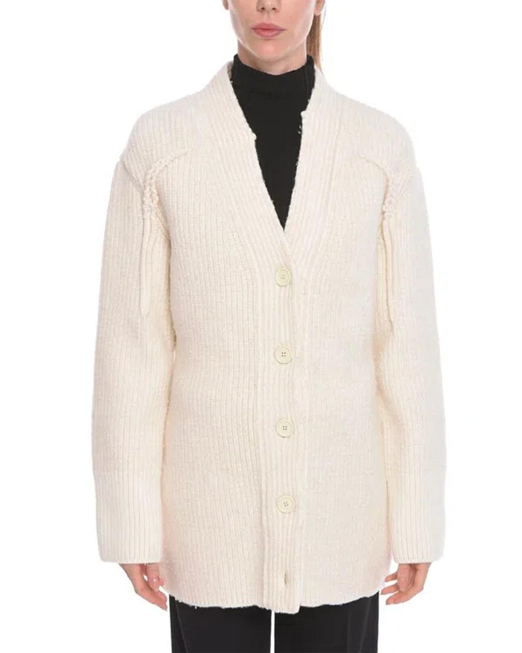 BOTTEGA VENETA Cashmere-blend Ribbed Cardigan In White Product Image