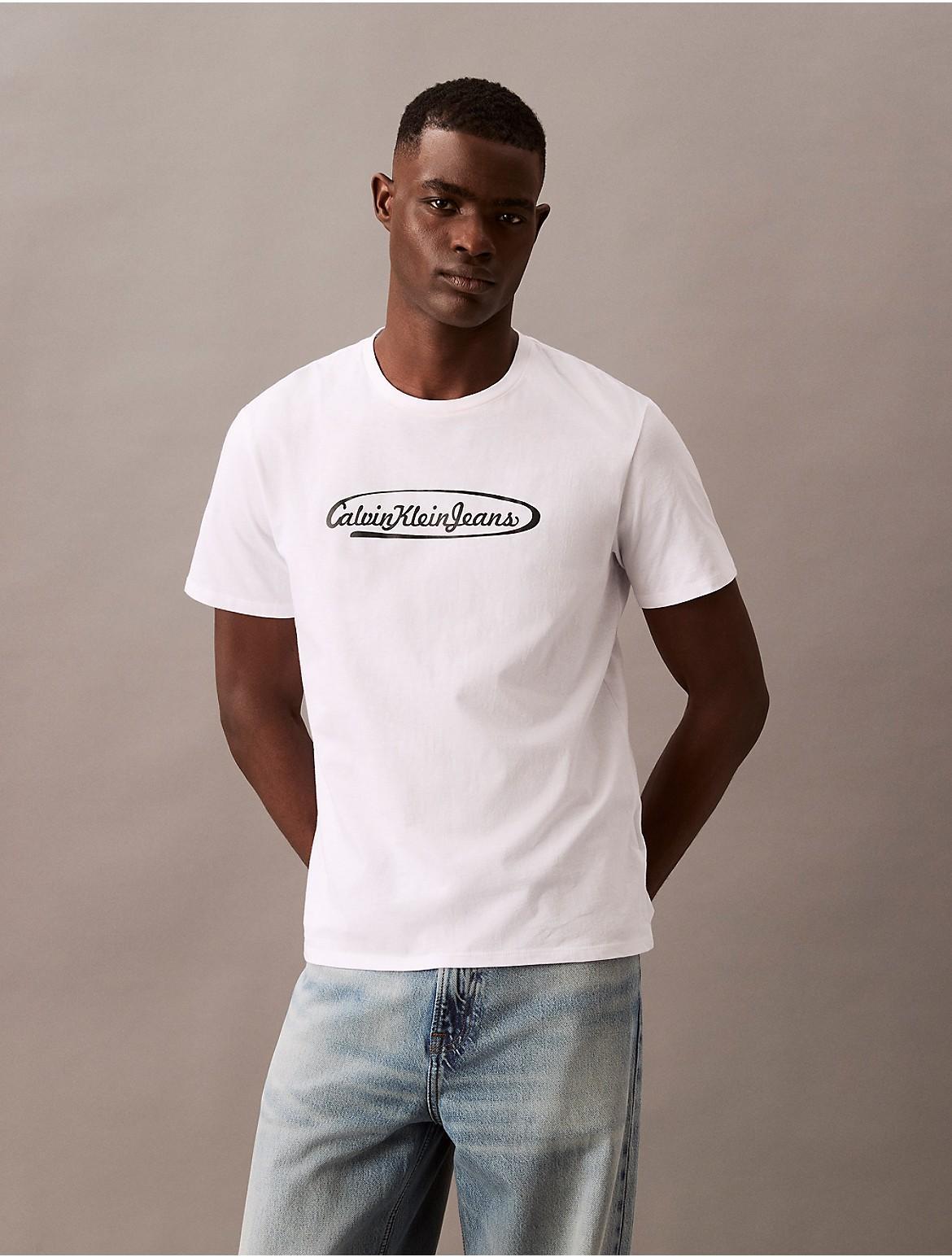 Calvin Klein Mens CKJ Lasso Graphic Crewneck T-Shirt - White - M Product Image