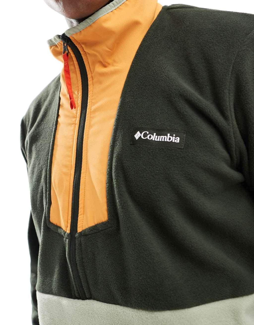 Columbia Sequoia Grove half zip fleece in green and orange Product Image