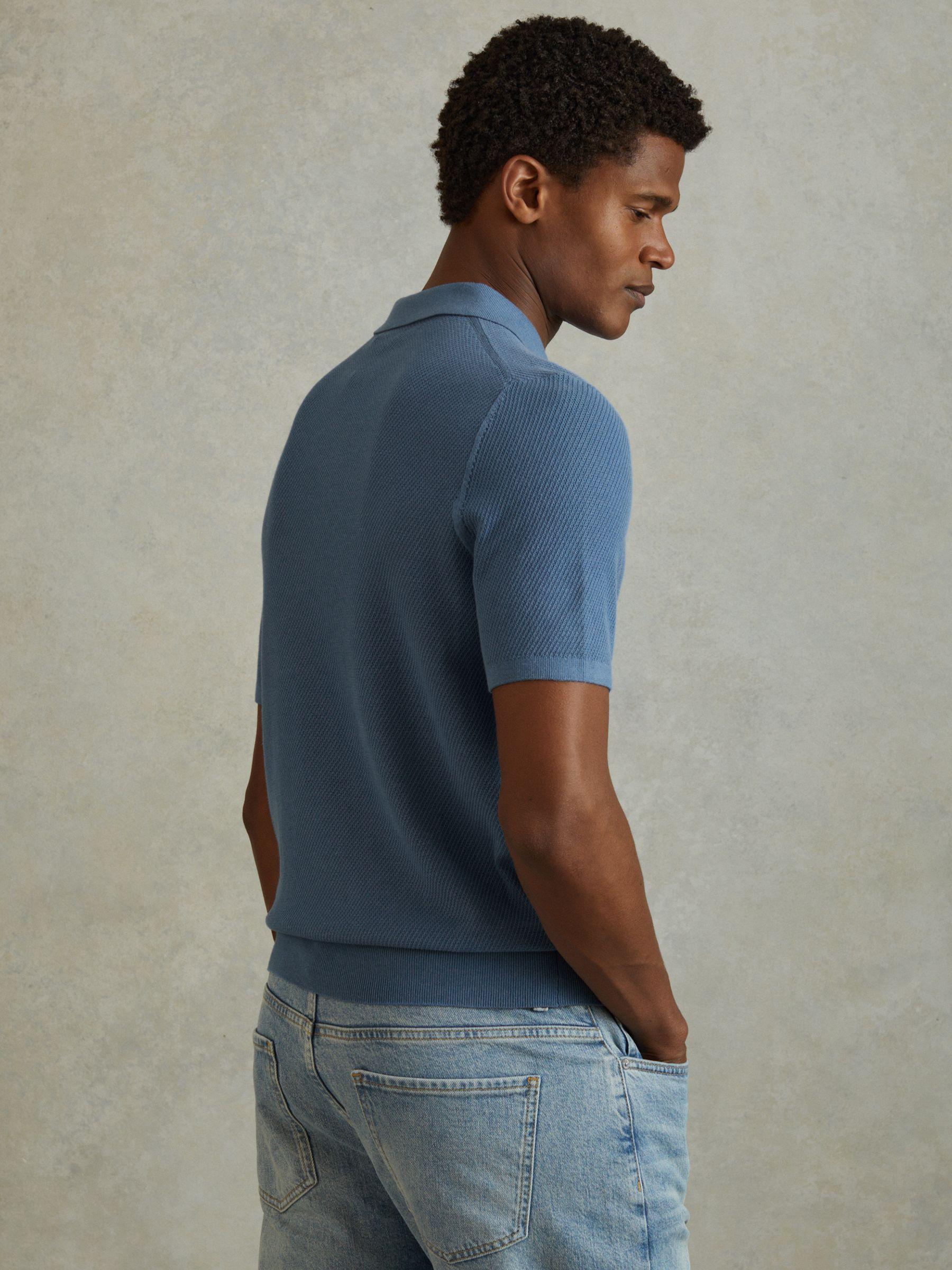 Textured Half-Zip Polo Shirt in Blue Product Image