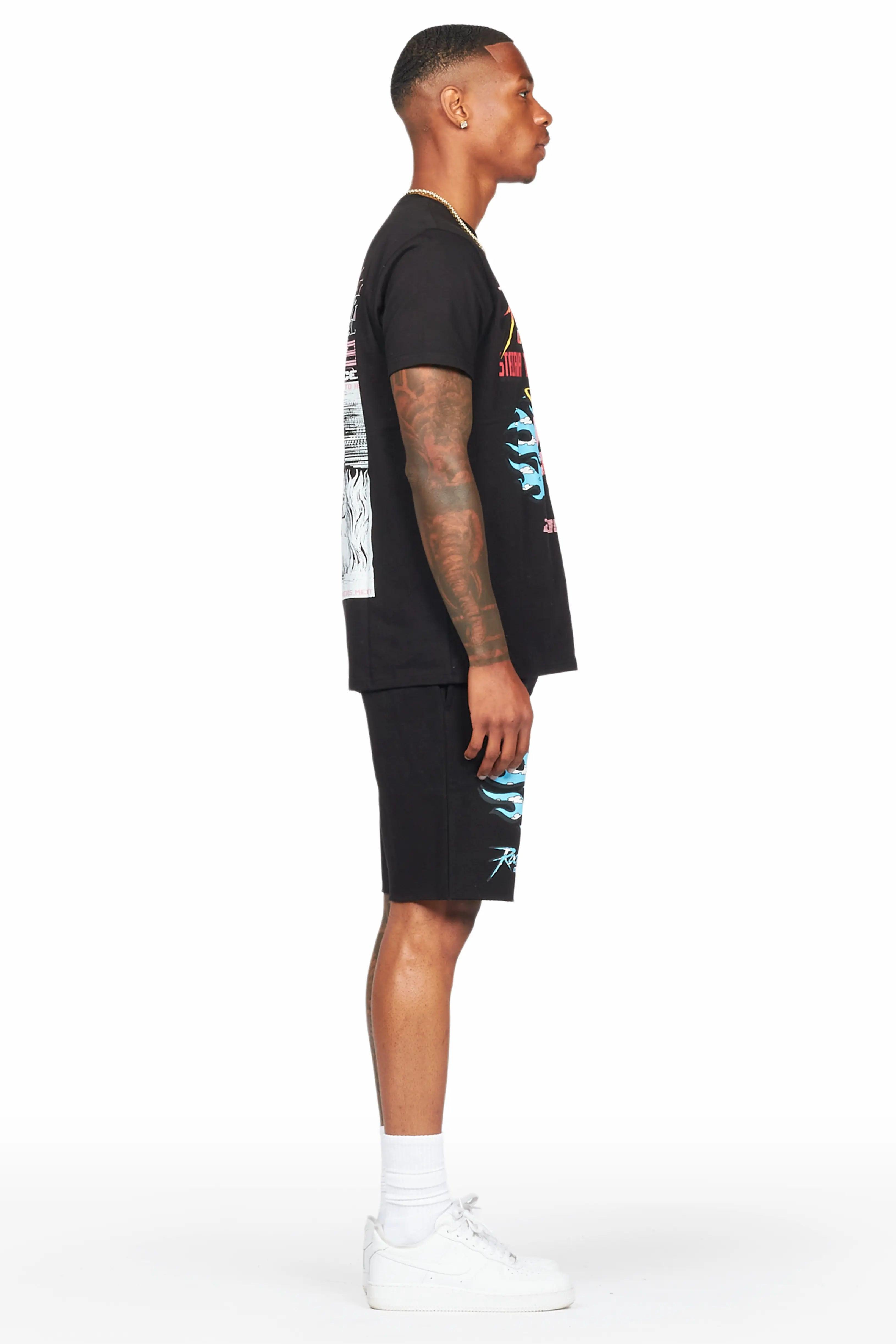 Sky Black T-Shirt/Short Set Male Product Image