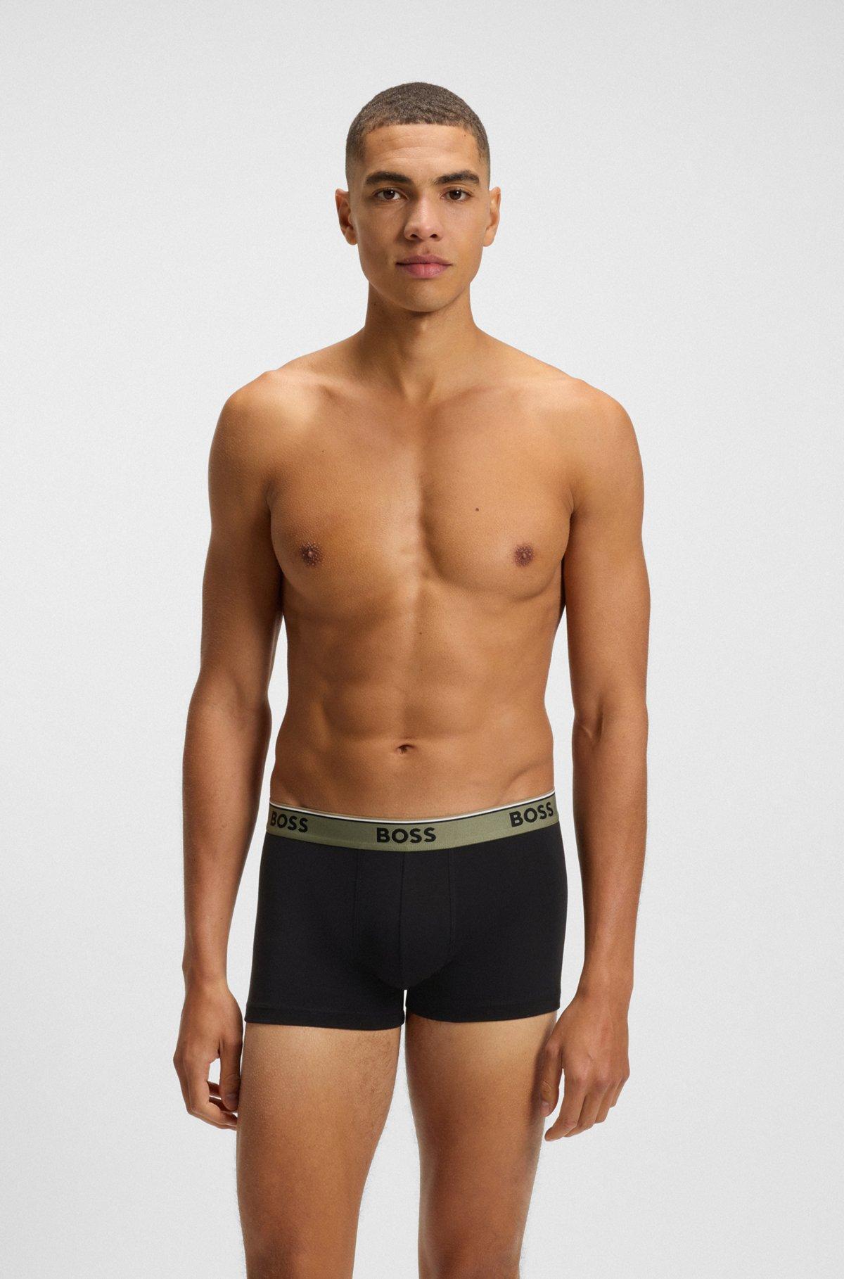 Three-pack of stretch-cotton trunks with logo waistbands Product Image