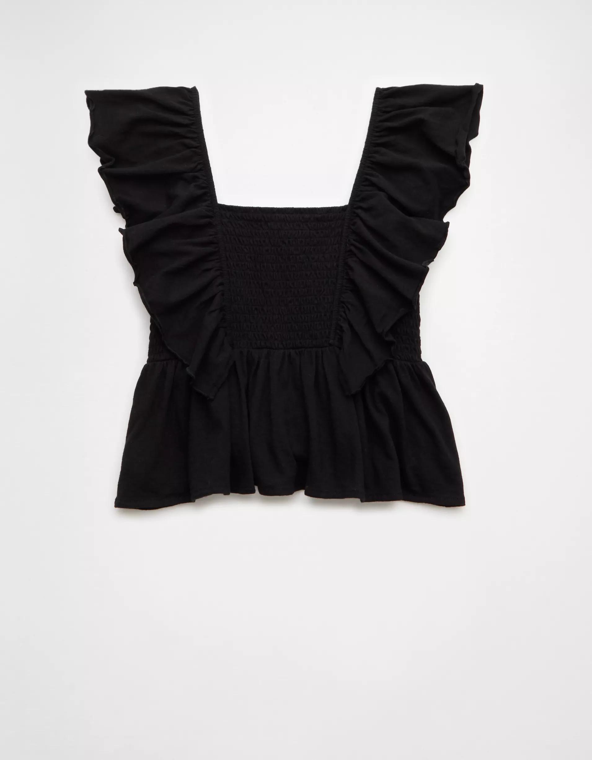 AE Sunchaser Knit Flutter Sleeve Babydoll Shirt Product Image