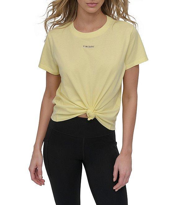 DKNY by Donna Karan Crew Neck Short Sleeve Knot Front Tee Shirt Product Image