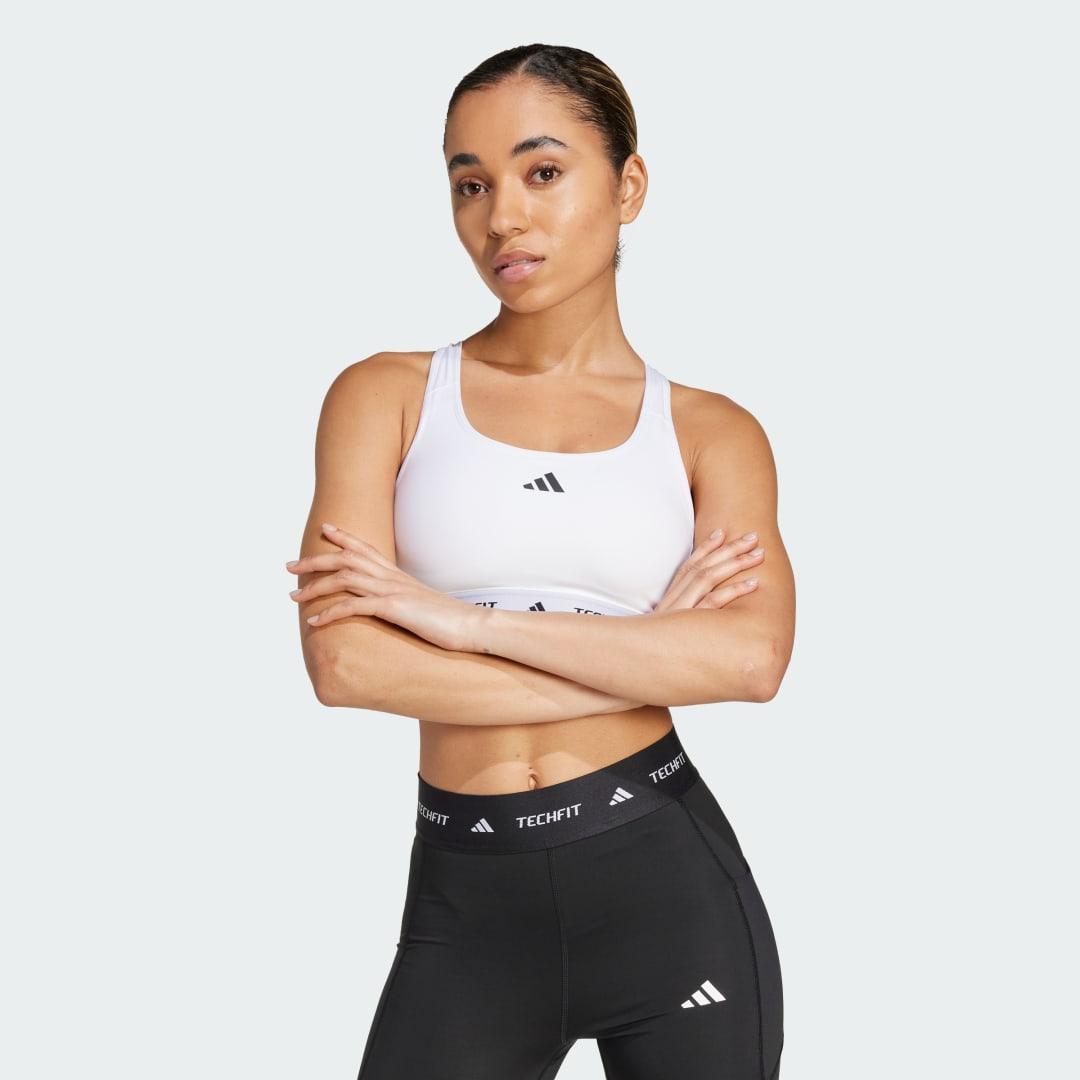 adidas Techfit Training Sports Bra, Women's, Size: XS, White Product Image