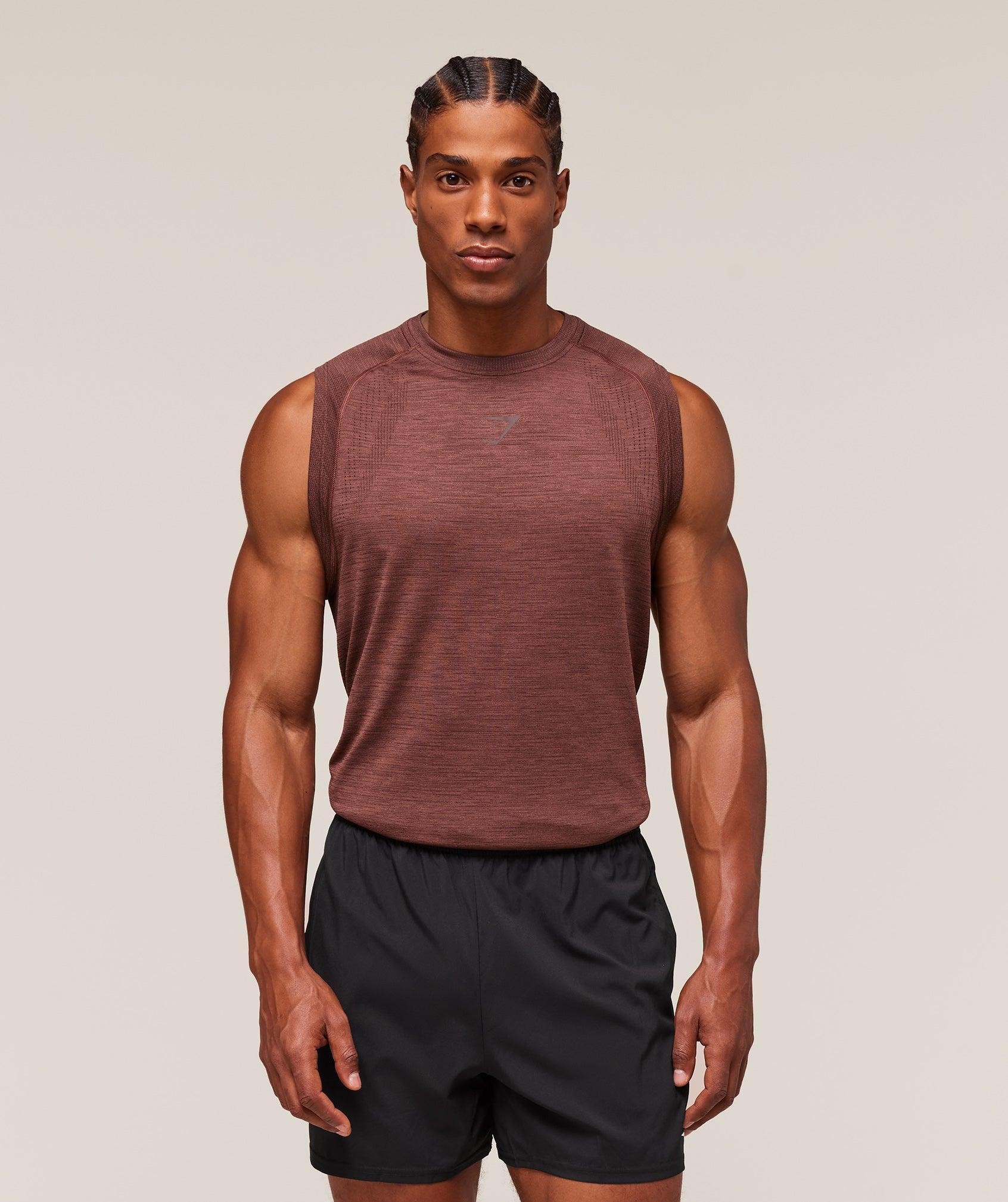 Gymshark Versatile Seamless Tank - Rust Brown/Depth Brown Male Product Image