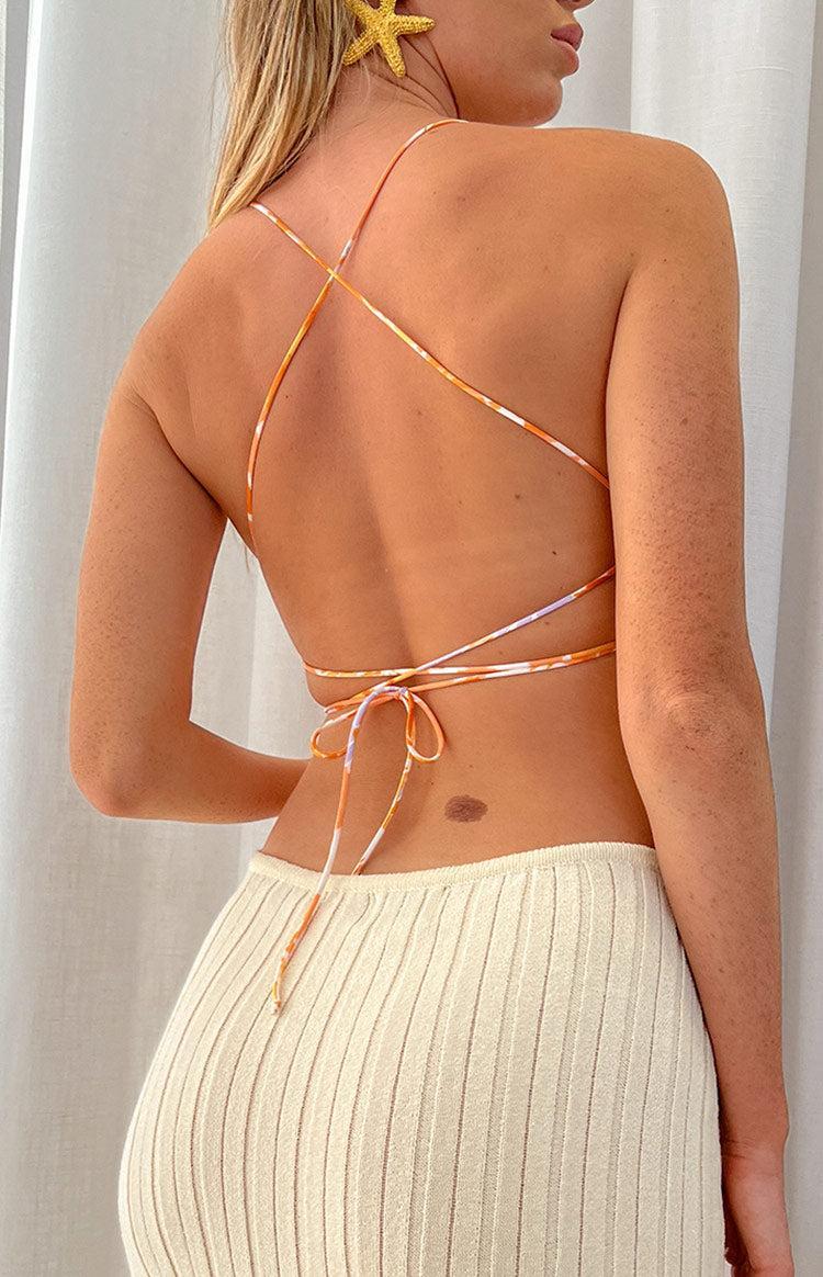 Ebony Orange Floral Crop Top Product Image