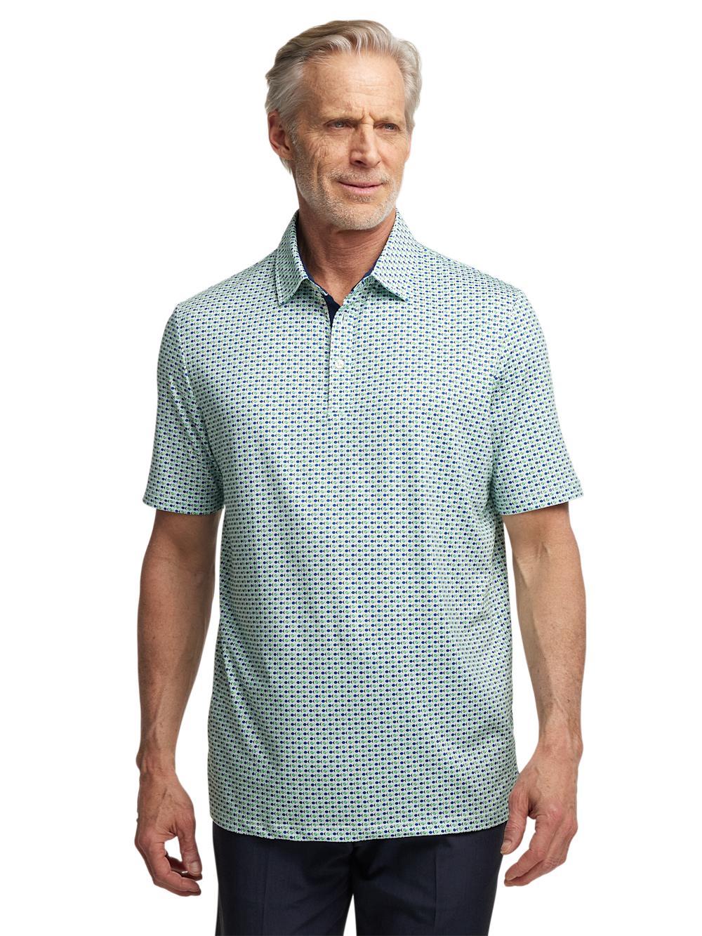 Performance Blend Three Button Polo - Navy/green Product Image
