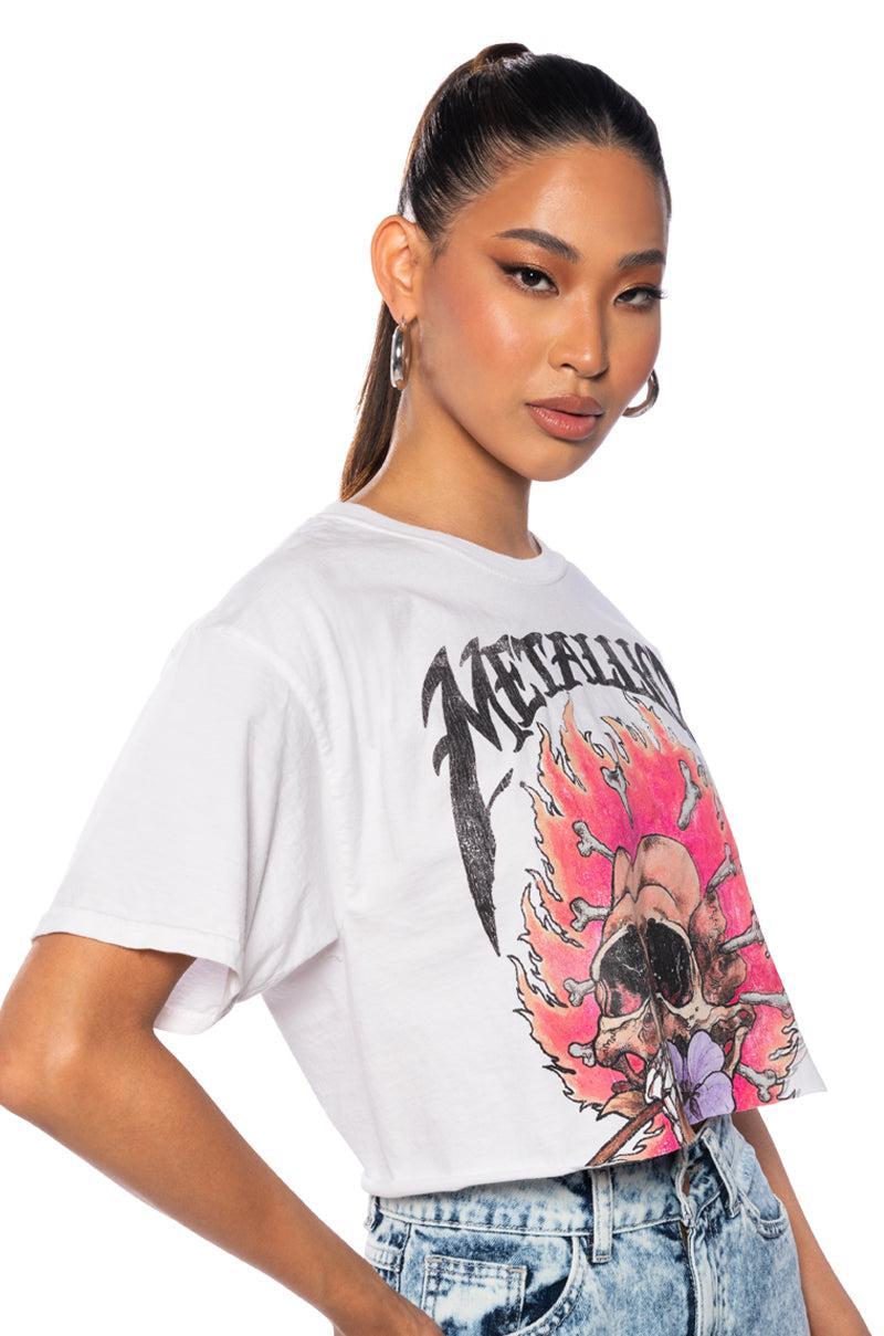 METALLICA FLORAL SKULL CROPPED T SHIRT Product Image