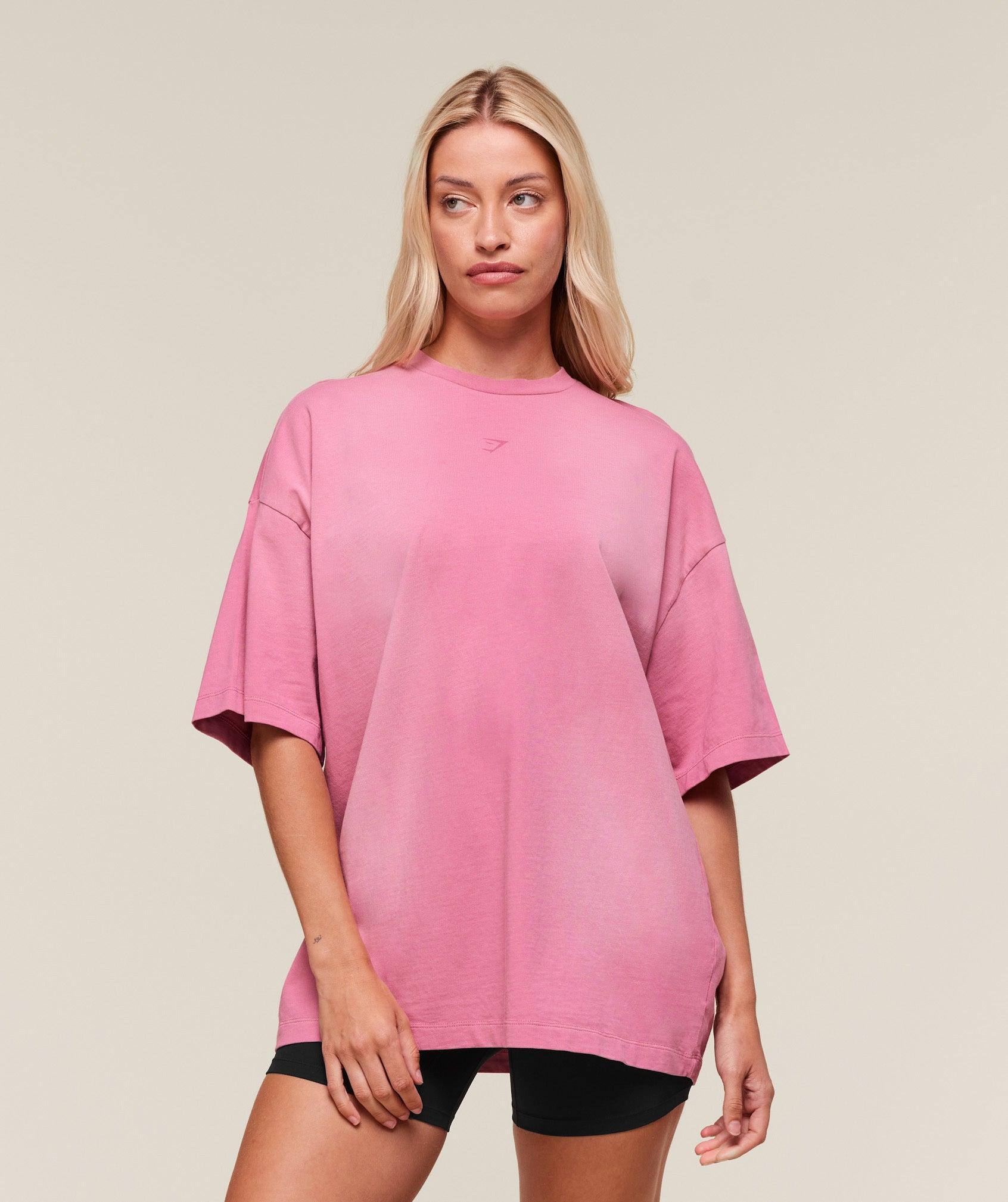 Gymshark Summer Tie-Dye Graphic Oversized T-Shirt - Sunset Pink/Wash Female Product Image