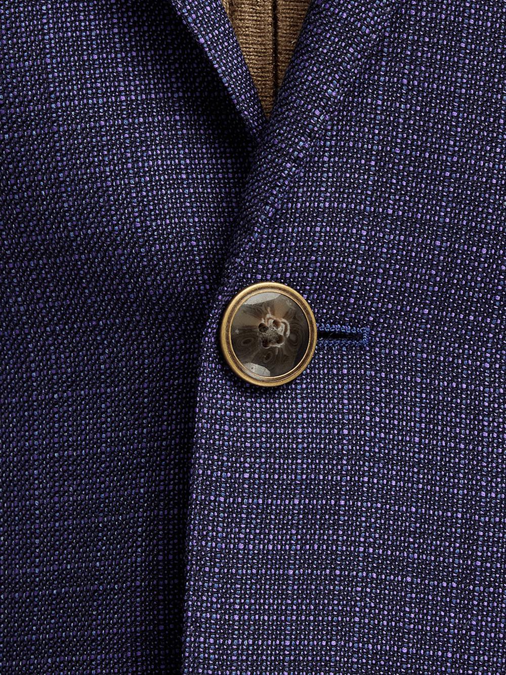 Wool Single Breasted Notch Lapel Sport Coat - Purple Product Image