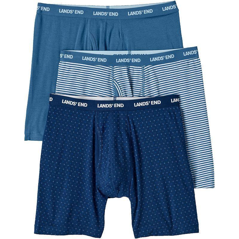 Mens Lands End 3-Pack Comfort Boxer Briefs Deep Blue Product Image