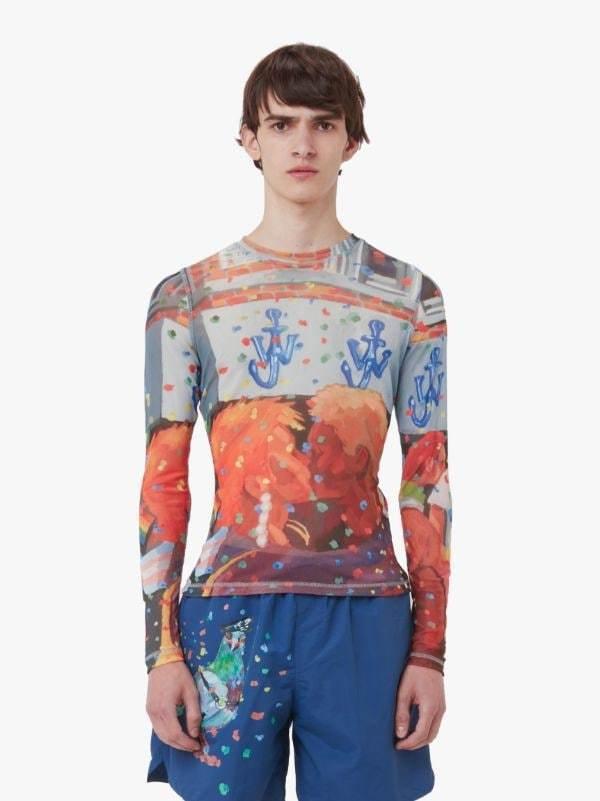 JW ANDERSON Semi-sheer Graphic-print T-shirt In Red Product Image