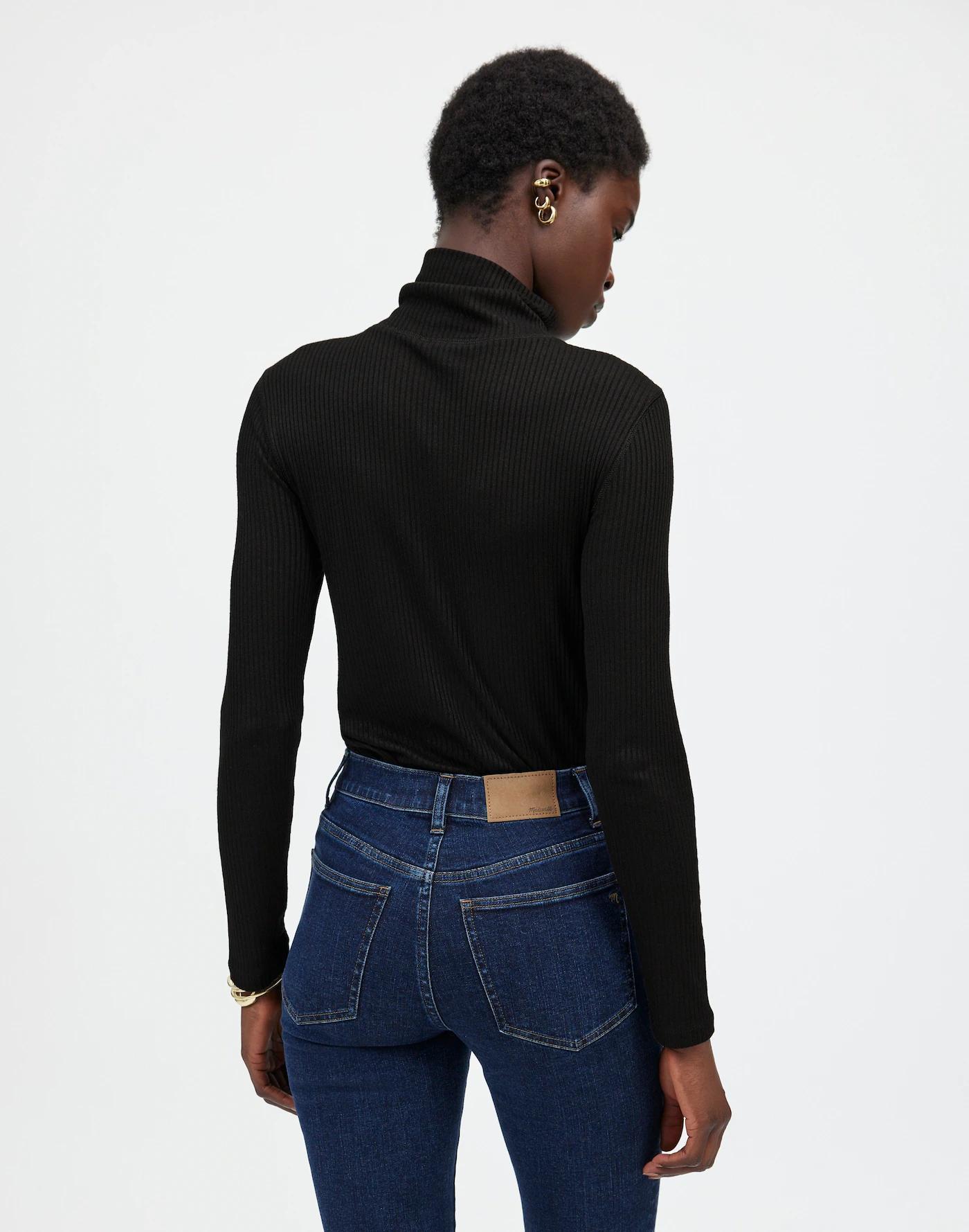 Ribbed Turtleneck Long-Sleeve Tee Product Image