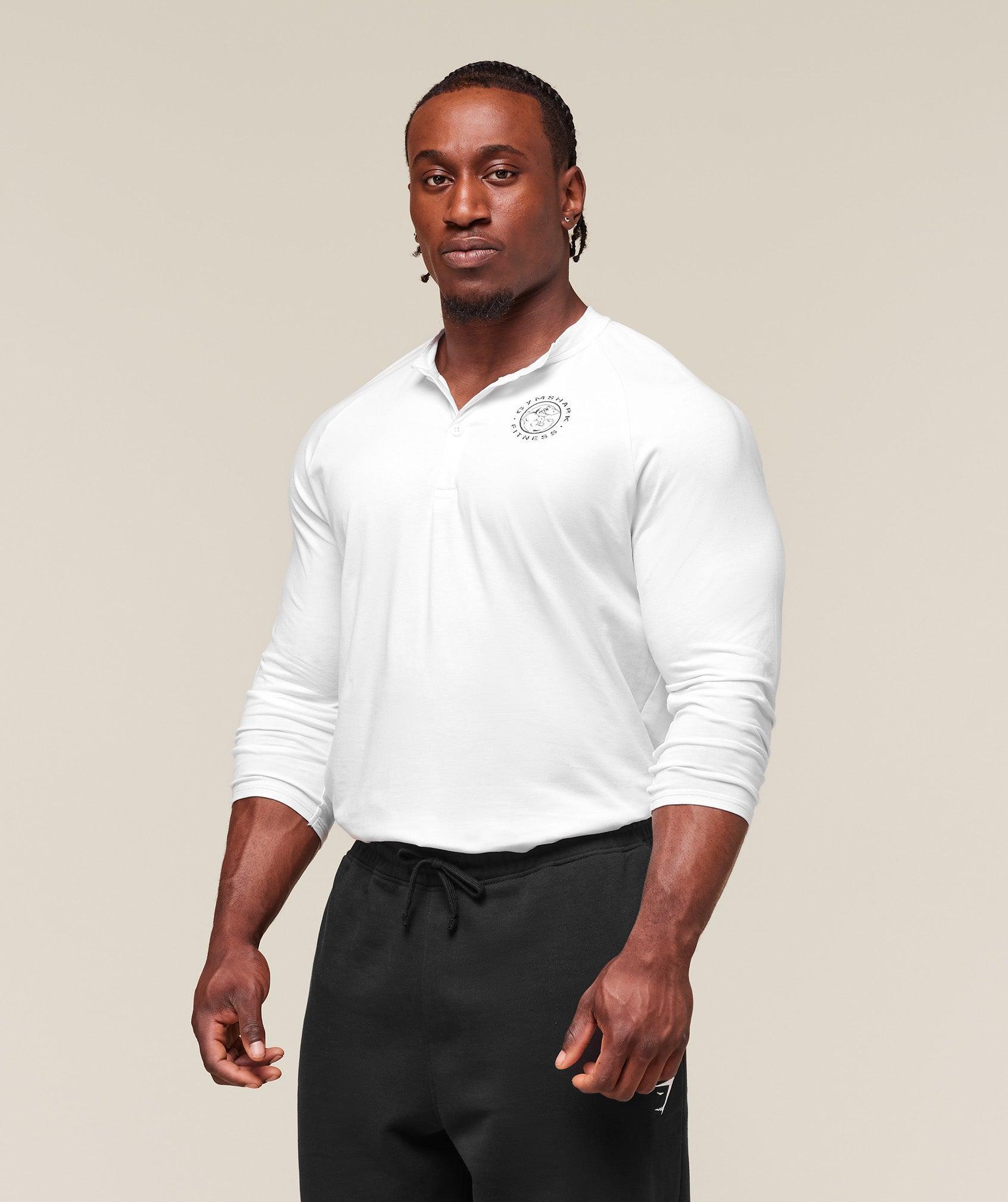 Gymshark Legacy Henley - White Male Product Image