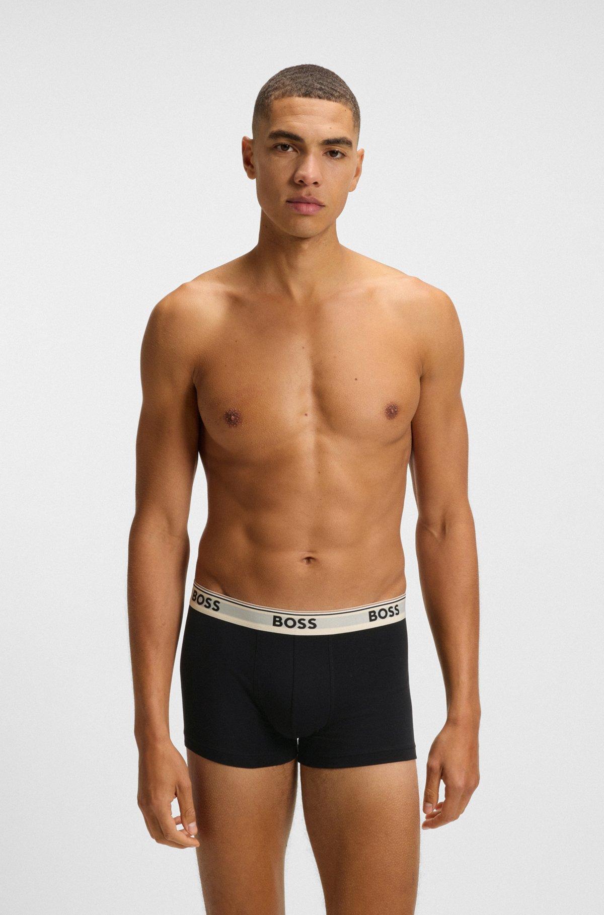 Three-pack of stretch-cotton trunks with logo waistbands Product Image