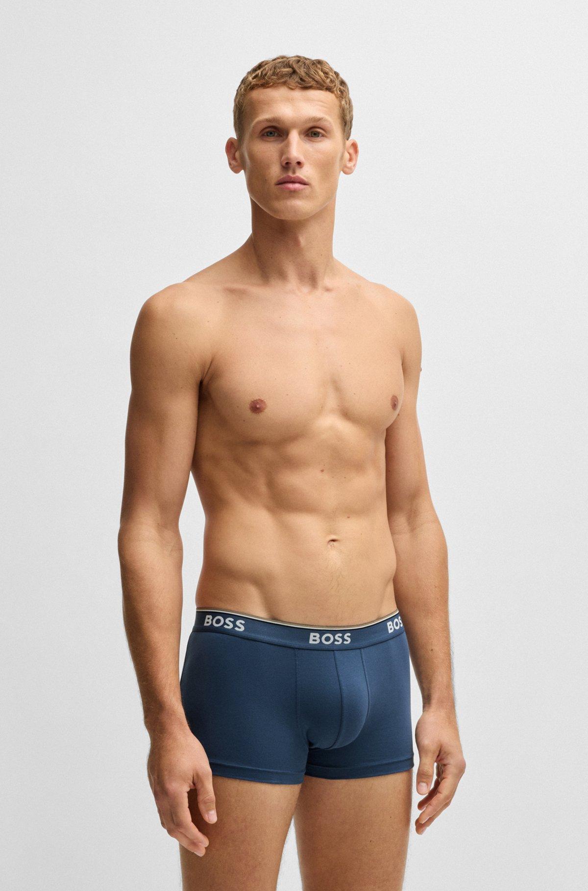 Three-pack of logo-waistband trunks in stretch cotton Product Image