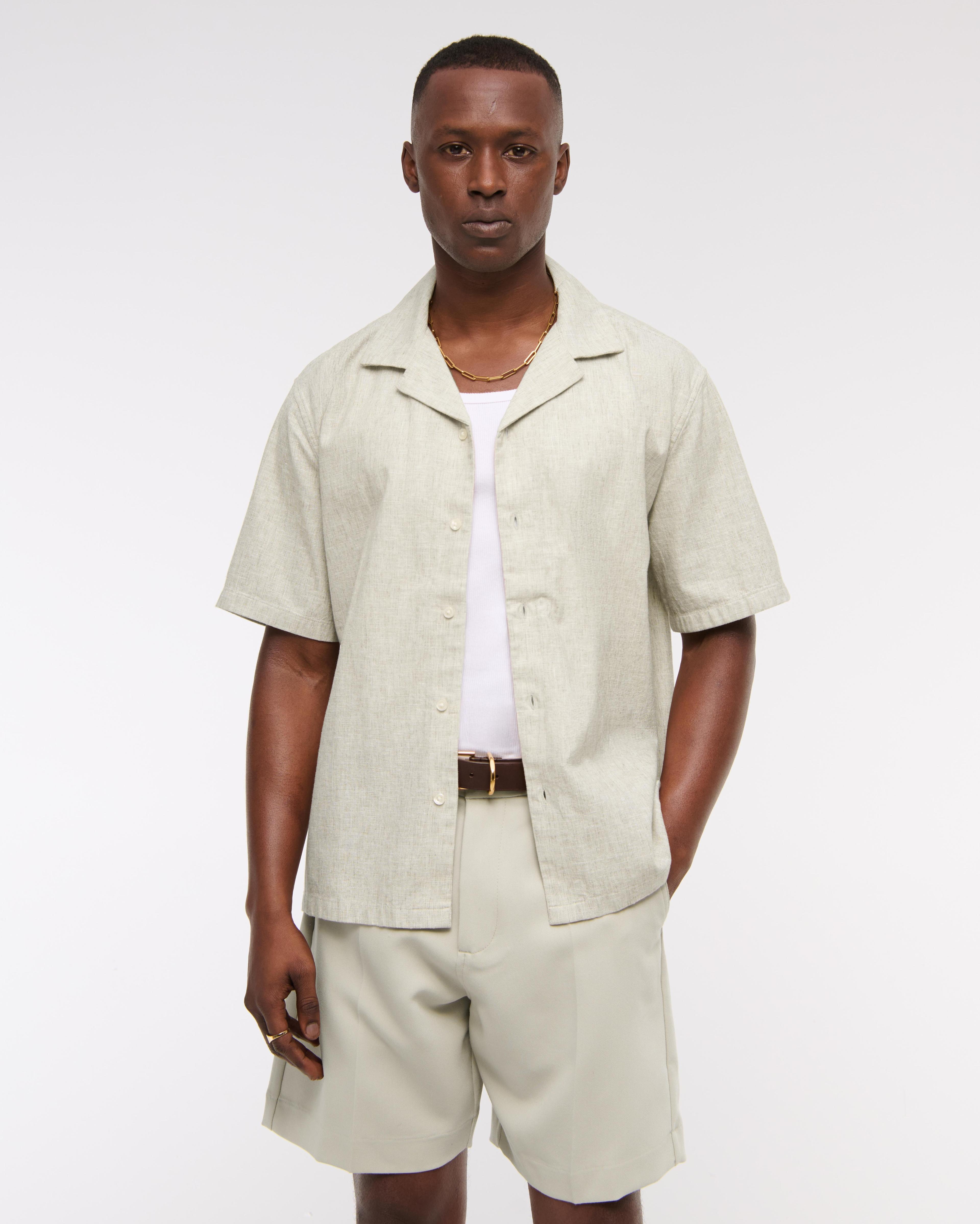 Camp Collar Summer Linen-Blend Shirt Product Image